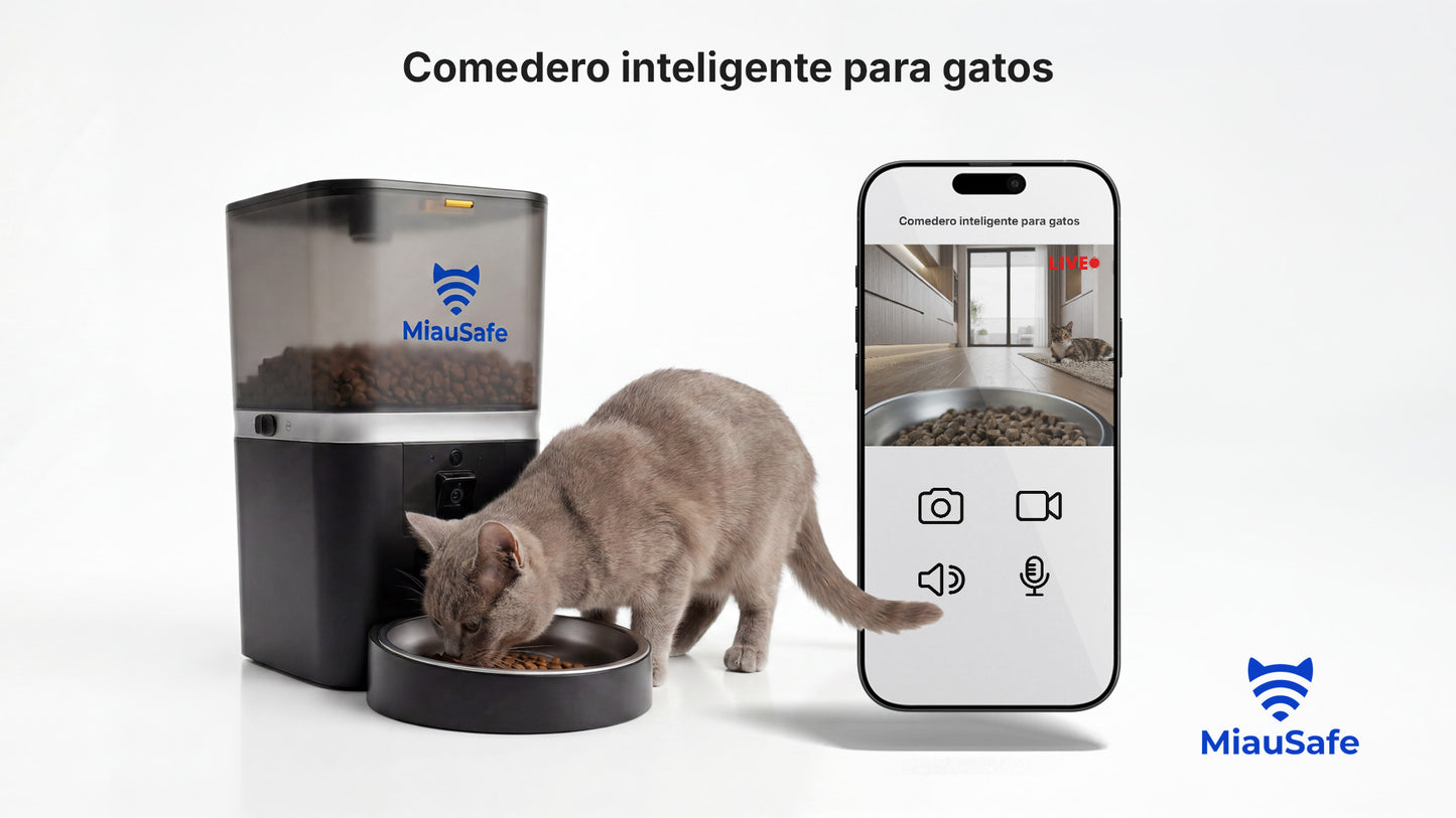 MiauSafe Comedero Inteligente WiFi con Cámara HD